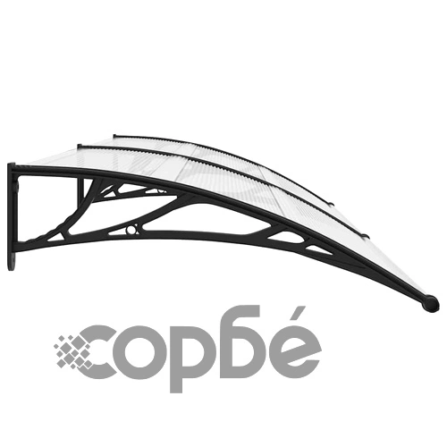 Навес за врата черно и прозрачно 240x75 см PC ➤ топ цена ➤ sorbe.bg