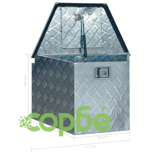Алуминиева кутия, 737/381x410x460 мм, сребриста ➤ топ цена ➤ sorbe.bg
