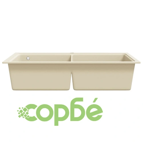 Гранитна кухненска мивка с две корита, бежова ➤ топ цена ➤ sorbe.bg