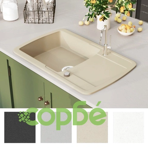 Гранитна кухненска мивка с едно корито, бежова ➤ топ цена ➤ sorbe.bg