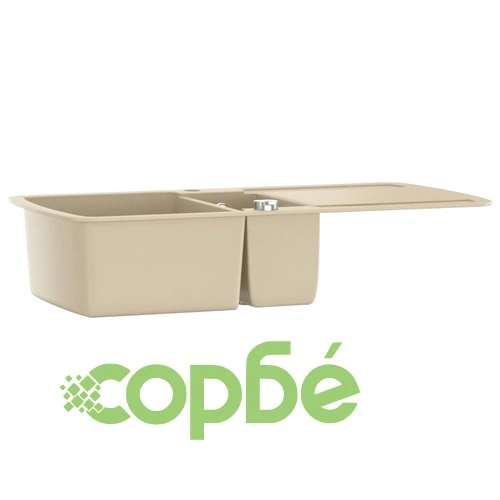 Гранитна кухненска мивка с две корита, бежова ➤ топ цена ➤ sorbe.bg