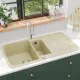 Гранитна кухненска мивка с две корита, бежова