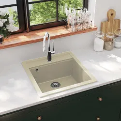 Гранитна кухненска мивка с едно корито, бежова
