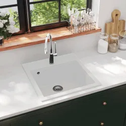 Гранитна кухненска мивка с едно корито, бяла
