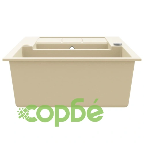 Гранитна кухненска мивка с две корита, бежова ➤ топ цена ➤ sorbe.bg