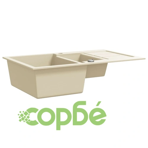 Гранитна кухненска мивка с две корита, бежова ➤ топ цена ➤ sorbe.bg