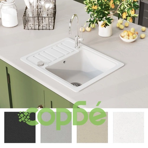 Гранитна кухненска мивка с едно корито, бяла ➤ топ цена ➤ sorbe.bg