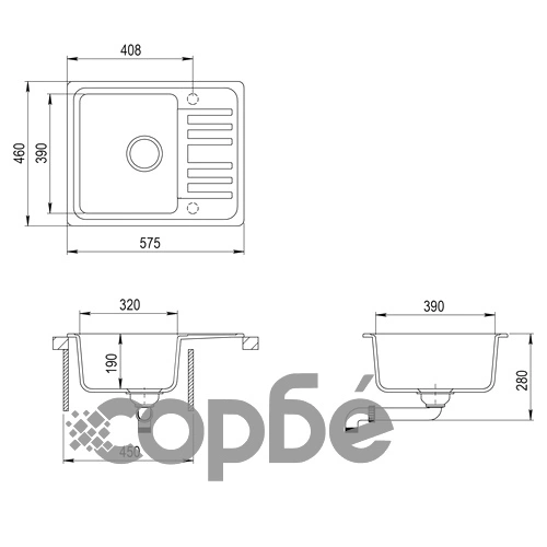 Гранитна кухненска мивка с едно корито, бяла ➤ топ цена ➤ sorbe.bg