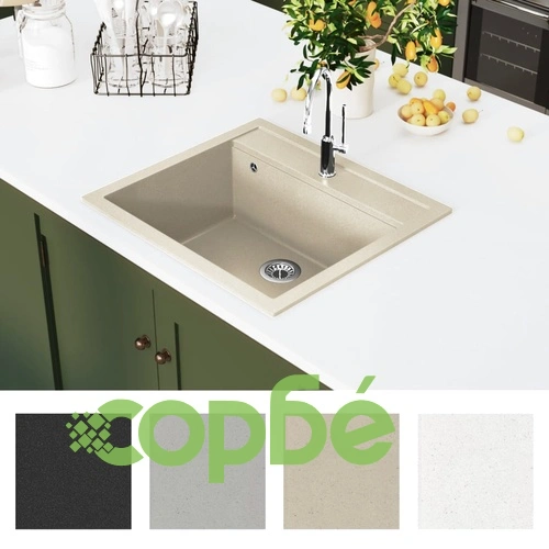 Гранитна кухненска мивка с едно корито, бежова ➤ топ цена ➤ sorbe.bg