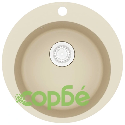Гранитна кухненска мивка с едно корито, кръгла, бежова ➤ топ цена ➤ sorbe.bg