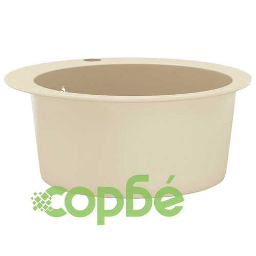 Гранитна кухненска мивка с едно корито, кръгла, бежова ➤ топ цена ➤ sorbe.bg