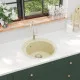 Гранитна кухненска мивка с едно корито, кръгла, бежова