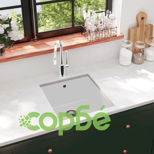 Гранитна кухненска мивка с едно корито, бяла ➤ топ цена ➤ sorbe.bg