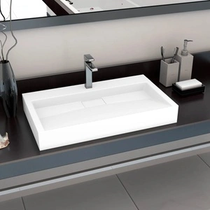 Мивка, 80x46x11 см, минерална/мраморна отливка, бяла