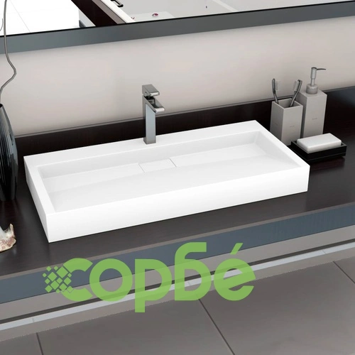 Мивка, 100x46x11 см, минерална/мраморна отливка, бяла ➤ топ цена ➤ sorbe.bg