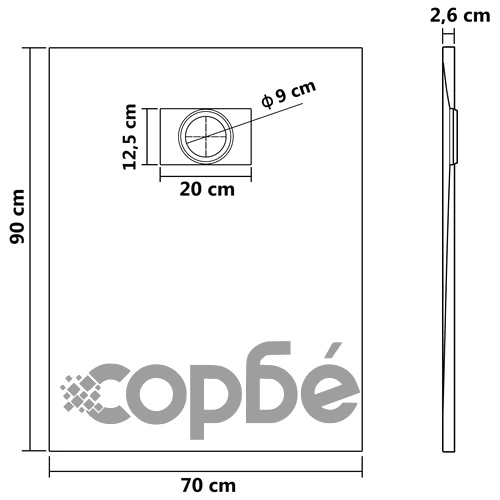 Душ корито, SMC, бяло, 90x70 см ➤ топ цена ➤ sorbe.bg
