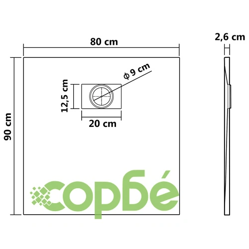 Душ корито, SMC, бяло, 90x80 см ➤ топ цена ➤ sorbe.bg