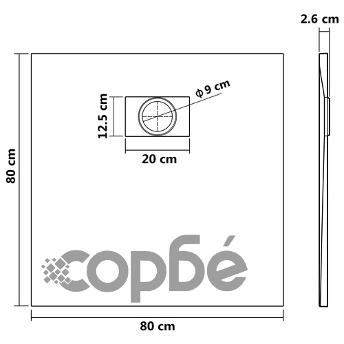 Душ корито, SMC, черно, 80x80 см ➤ топ цена ➤ sorbe.bg