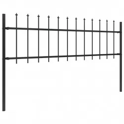 Градинска ограда с пики, стомана, 1,7x0,6 м, черна 