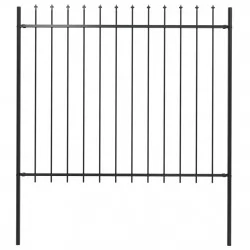 Градинска ограда с пики, стомана, 1,7x1,5 м, черна