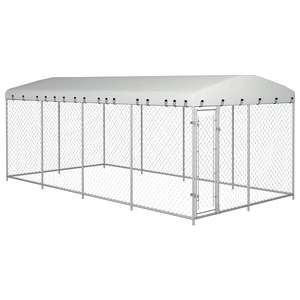 Дворна клетка за кучета с покрив, 7,6x3,8x2,3 м