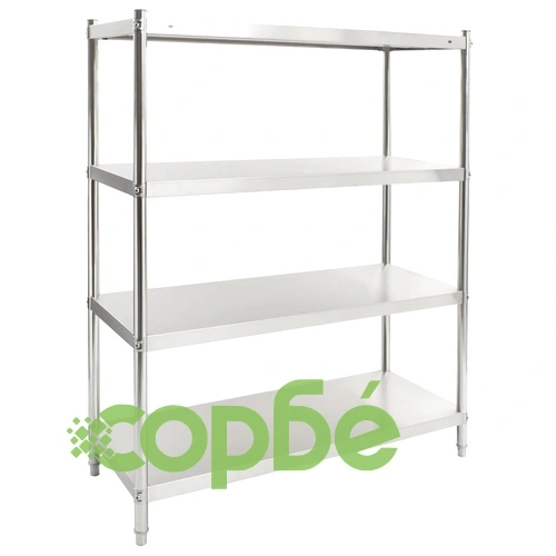 Кухненски стелаж с 4 рафта, 120x50x155 см, неръждаема стомана ➤ топ цена ➤ sorbe.bg