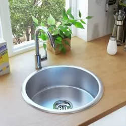 Кухненска мивка с цедка и сифон, неръждаема стомана