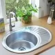 Кухненска мивка с цедка и сифон, овална, неръждаема стомана