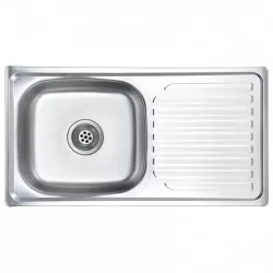 Кухненска мивка с цедка и сифон, неръждаема стомана