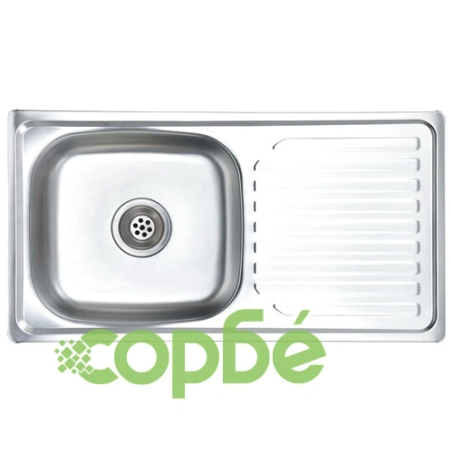 Кухненска мивка с цедка и сифон, неръждаема стомана ➤ топ цена ➤ sorbe.bg