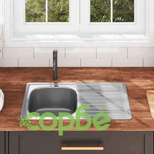 Кухненска мивка с цедка и сифон, неръждаема стомана ➤ топ цена ➤ sorbe.bg