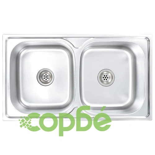 Кухненска мивка двойно корито цедка и сифон неръждаема стомана ➤ топ цена ➤ sorbe.bg