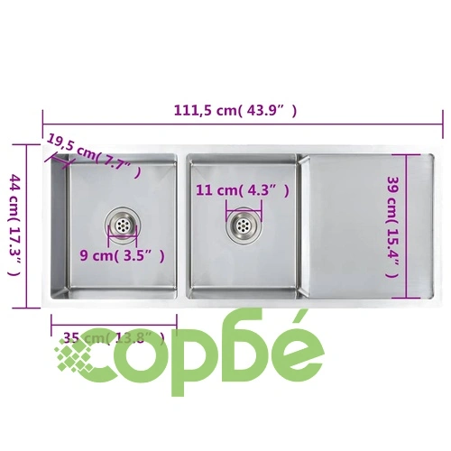 Ръчно изработена кухненска мивка, неръждаема стомана ➤ топ цена ➤ sorbe.bg