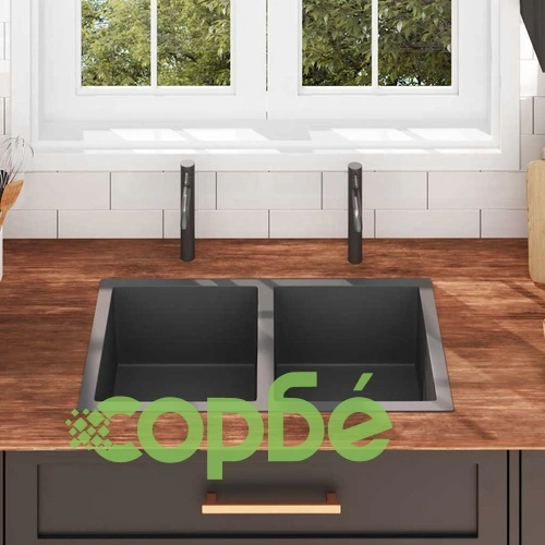 Ръчно изработена кухненска мивка, черна, неръждаема стомана ➤ топ цена ➤ sorbe.bg