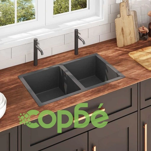 Ръчно изработена кухненска мивка, черна, неръждаема стомана ➤ топ цена ➤ sorbe.bg