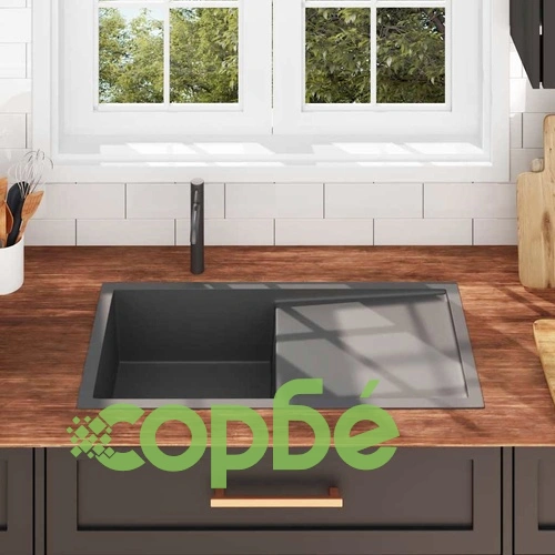 Ръчно изработена кухненска мивка, черна, неръждаема стомана ➤ топ цена ➤ sorbe.bg