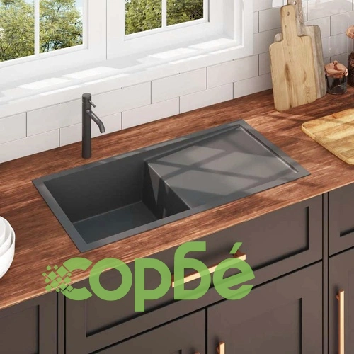 Ръчно изработена кухненска мивка, черна, неръждаема стомана ➤ топ цена ➤ sorbe.bg