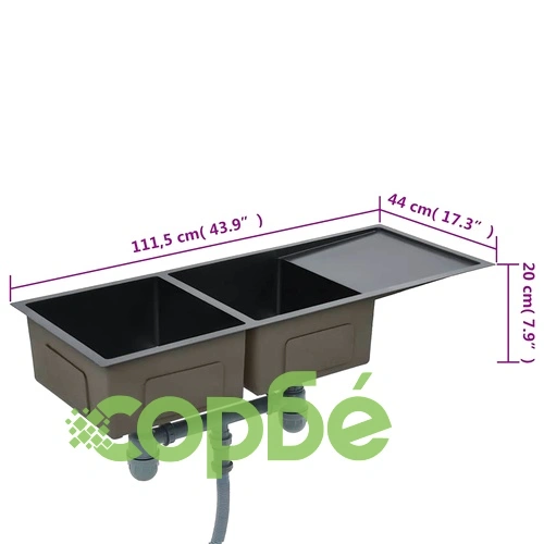Ръчно изработена кухненска мивка, черна, неръждаема стомана ➤ топ цена ➤ sorbe.bg