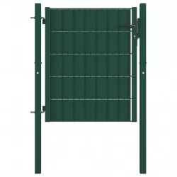 Порта за ограда, PVC и стомана, 100x101 см, зелена  