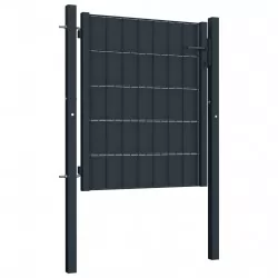 Порта за ограда, PVC и стомана, 100x101 см, антрацит   