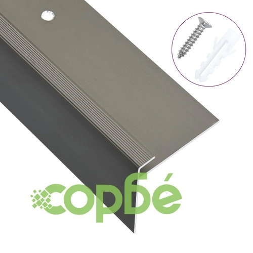 F-образни ръбове за стъпала, 15 бр, алуминий, 90 см, кафяви ➤ топ цена ➤ sorbe.bg