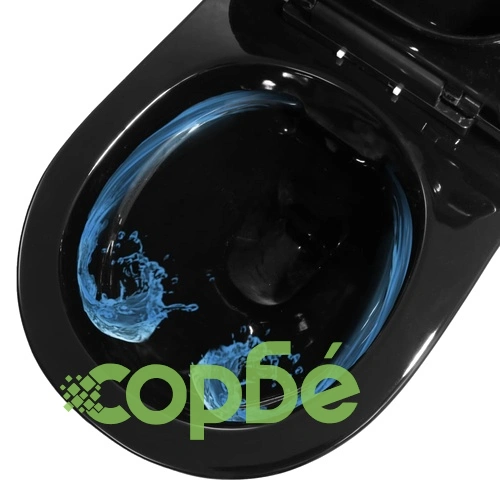 Окачена тоалетна чиния без ръб, керамична, черна ➤ топ цена ➤ sorbe.bg