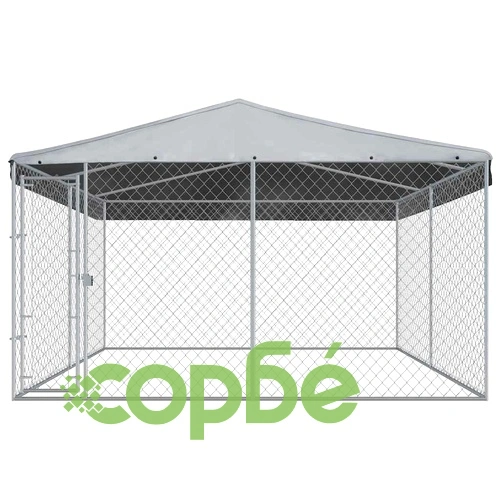 Дворна клетка за кучета с покрив, 382x382x225 см ➤ топ цена ➤ sorbe.bg