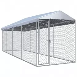 Дворна клетка за кучета с покрив, 760x190x225 см