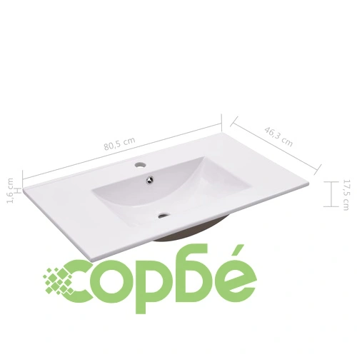 Мивка за вграждане, 80,5x46,3x17,5 см, керамична, бяла ➤ топ цена ➤ sorbe.bg