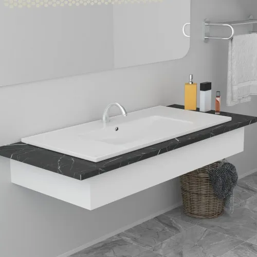 Мивка за вграждане, 90,5x46,3x17,5 см, керамична, бяла ➤ топ цена ➤ sorbe.bg