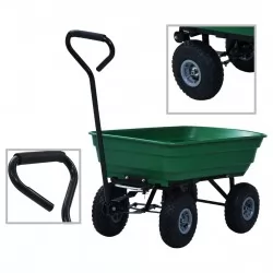 Градинска ръчна количка, 300 кг, 75 л, зелена