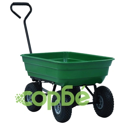 Градинска ръчна количка, 300 кг, 75 л, зелена ➤ топ цена ➤ sorbe.bg