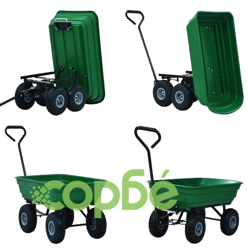 Градинска ръчна количка, 300 кг, 75 л, зелена ➤ топ цена ➤ sorbe.bg