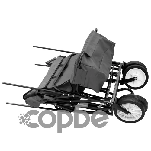 Сгъваема ръчна количка с покривало, стомана, сива ➤ топ цена ➤ sorbe.bg